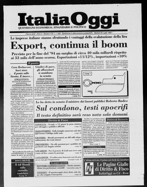 Italia oggi : quotidiano di economia finanza e politica